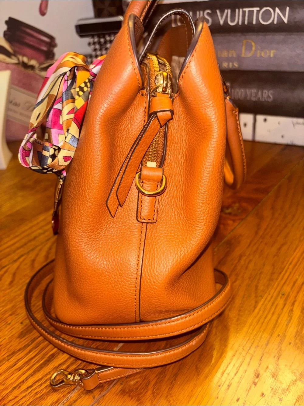 Kate Spade Cobble Hill Maris Cognac Leather Satchel Crossbody
